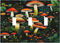 Decorative Light Switch Plate Covers Boho Red Mushroom Green Leaf Plants Floral 3 Gang Wall Plate Switch Cover Plate Triple Toggle Jumbo Electrical Faceplate for Bedroom Home Decor