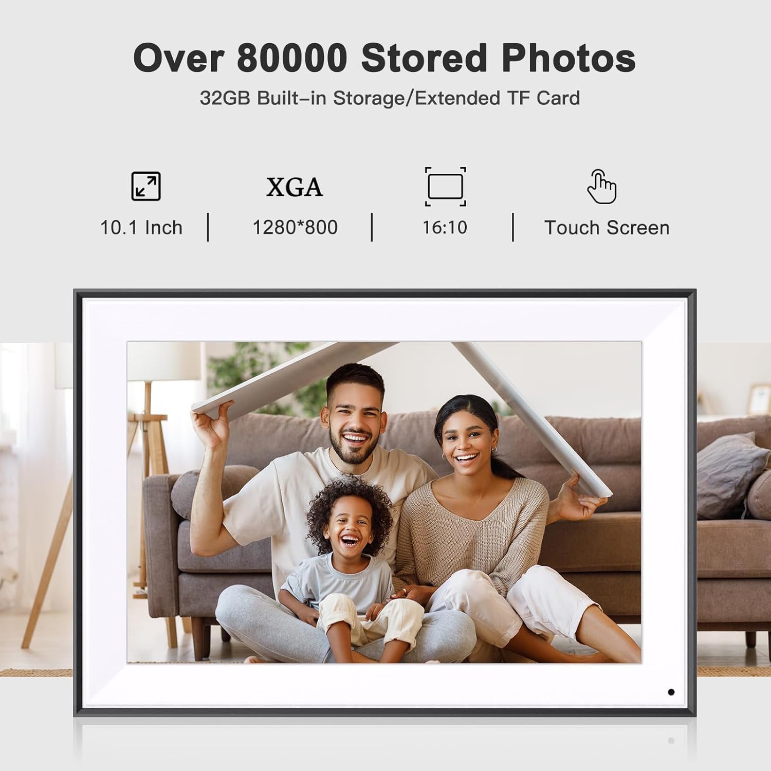 Digital Picture Frame 10.1-inch Digital-Photo-Frame - IPS Touch Screen Digital Frame, 32GB, Auto-Rotate, Light Sensor, Easy Setup to Share Photos/Videos via APP Email, Gift for Family Friends