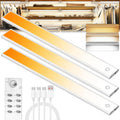 100 LED Under Cabinet Lights Wireless with Full Lighting,Rechargeable Closet Lights with Remote and Motion Sensor Indoor,Under Counter Light with CCT and Dimmable for Kitchen,Stair(3 Pack,11.8inch)