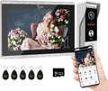 Wired Video Doorbell Apartment Intercom System,10 Inch Full Touch Monitor,1080P Doorbell Camera,TUYA WiFi Smart Home Video Intercom Door Phone Kits IC Unlock for Villa Home,32G