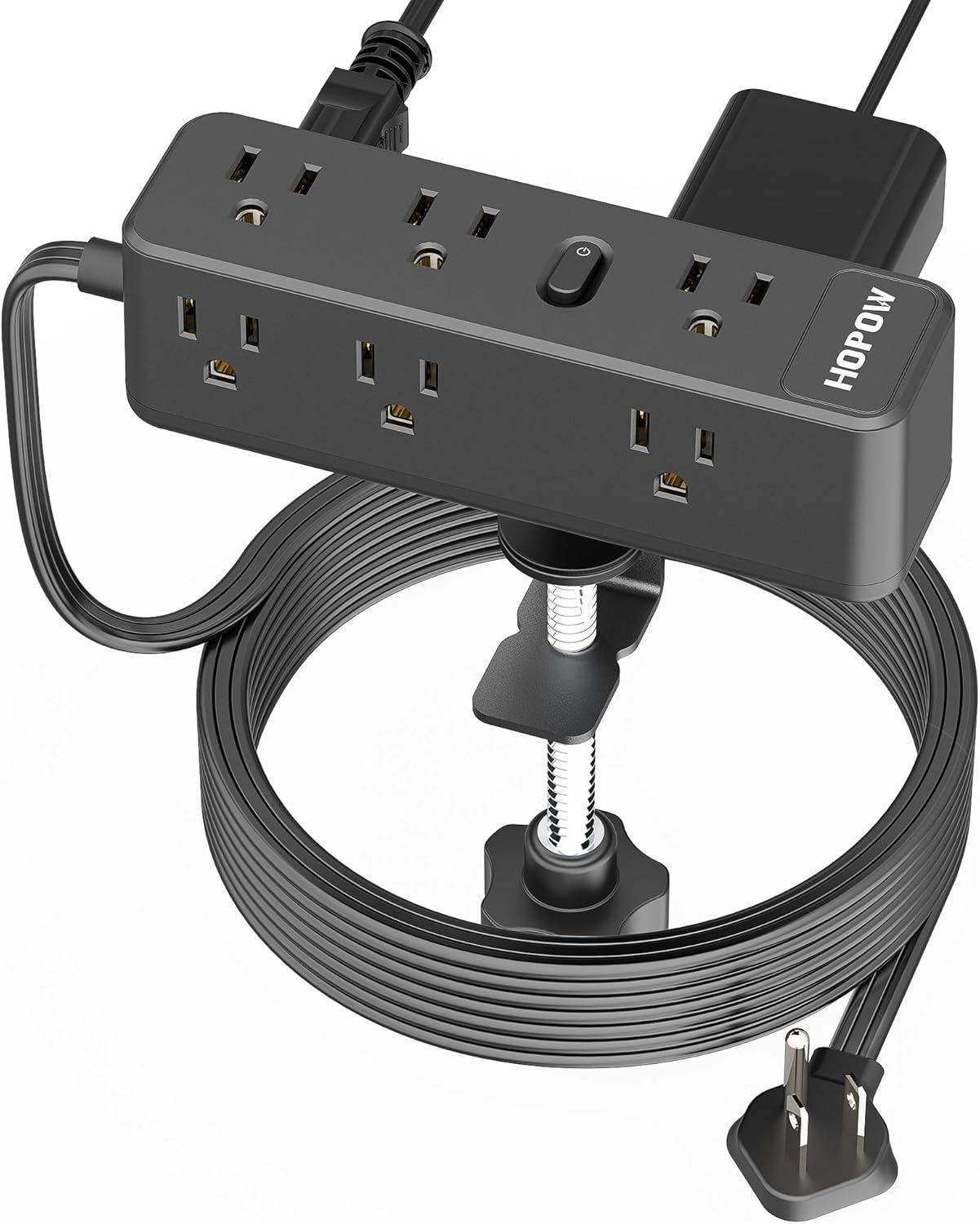 Desk Clamp Power Strip 15FT, Desktop Edge Mount Charging Station with 9 AC Outlets, 1700J Under Desk Surge Protector, Fit 2.75" Tabletop, Extension Cord for Home Office, Black