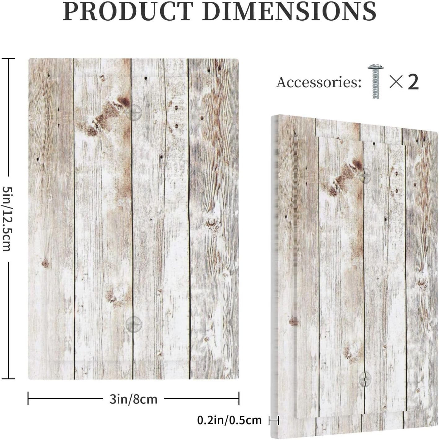 Vintage Light Wood Retro Rustic White Gray Oak Print Light Switch Cover Plate 1 Gang No Device Blank Electrical Wall Plates Faceplate Decorative Switch Plate Covers for Farmhouse Home Decor