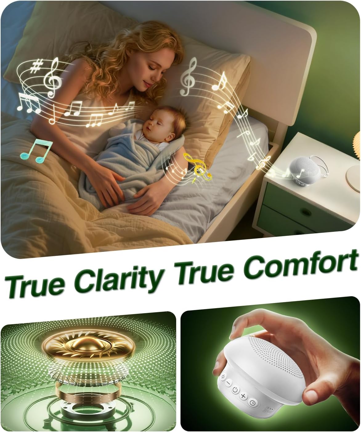 Portable White Noise Sound Machine for Baby Kids Adults with 20 Natural Soothing Sounds, 48H Playback, 30-Level Volume, 3 Timers, Memory & Night Light, Noise Canceling for Sleeping, Home, Travel, Mini
