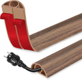 Floor Cord Cover for Wires on Floor Self Adhesive Cord Hider Floor Cable Management Wire Covers for Cords Protector Prevent Cable Trips Cord Cavity W 0.32" x H 0.32", Misty Brown Wood, 10Ft