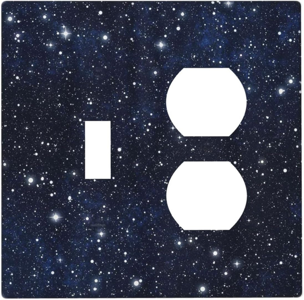 Decorative Outlet Covers Blue Galaxy Universe Space Stars 2 Gang Wall Plate Cover Single Toggle Duplex Combo Two Switch Light Switch Cover Plate Jumbo Dual GFCI Faceplate