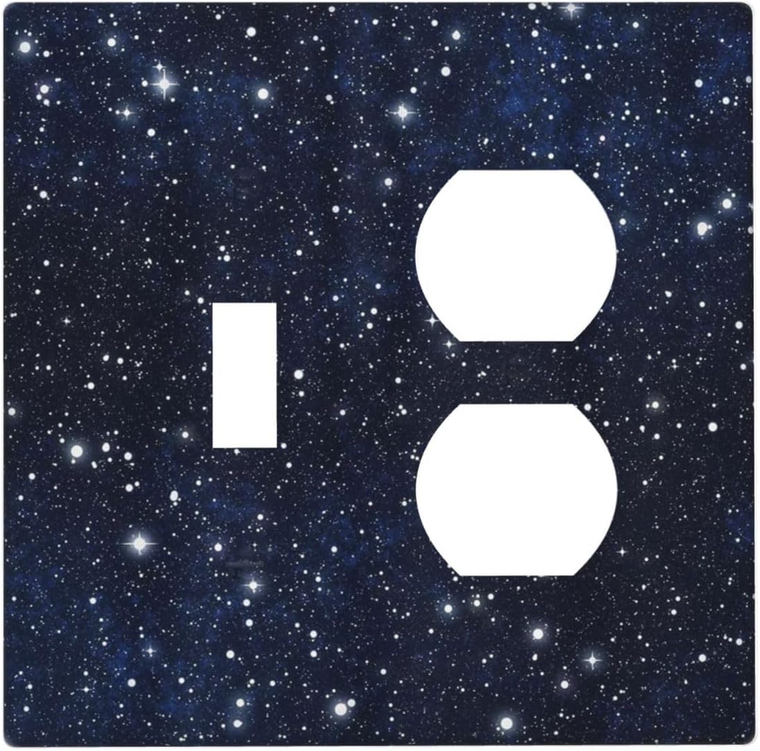 Decorative Outlet Covers Blue Galaxy Universe Space Stars 2 Gang Wall Plate Cover Single Toggle Duplex Combo Two Switch Light Switch Cover Plate Jumbo Dual GFCI Faceplate