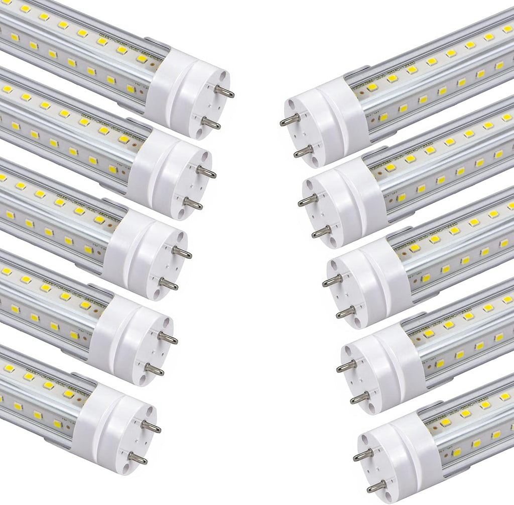 T8 2 Foot LED Tube Lights,20W 2000lm,G13 Bi-pin Base,24 inches End to End,F17T8 F18T8 Fluorescent Tubes Replacement,White 6500K 2ft LED Bulbs,Ballast Bypass,Dual-Powered for Cabinet,Pack of 10