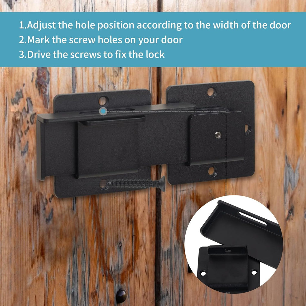 1Pack Flip Gate Latch Lock with Padlock Hole,4mm Heavy Duty Steel Adjustable Door Lock for Swing Open Door, Outdoor Gate, Wooden Fence, Barn Door, Shed, Garage, Yard