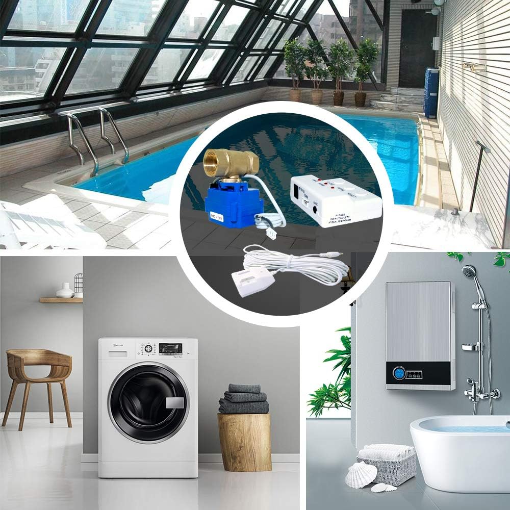 E-SDS Water Heater Leak Detector with Automatic Water Shut-Off, Sensors and Sounds Alarm, ,Automatic Water Leak Shut Off Valve System for Pipes 1/2in NPT for Laundry, Water Heaters and More