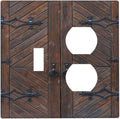 Decorative Outlet Covers Vintage Brown Wood Barn Door 2 Gang Wall Plate Single Toggle Duplex Light Switch Cover Switch Plate Covers for Farmhouse Bedroom Home Decor