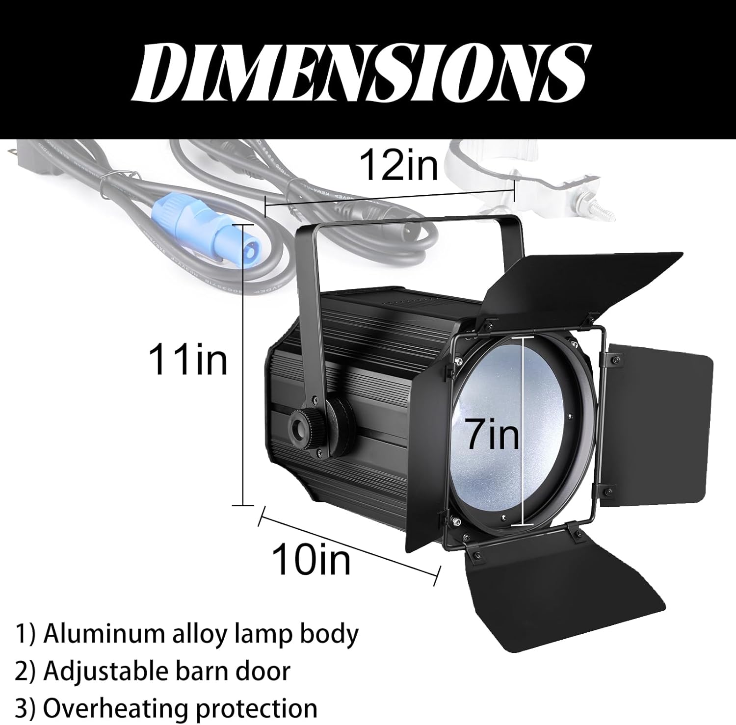 COB Stage Lights with Barn Doors, COB Par Light 200W LED RGBWAUV, DMX512 Master-Slave Sound DJ Lighting Spotlight Fresnel for Church Concert Wedding (6-Colors Style, 1)