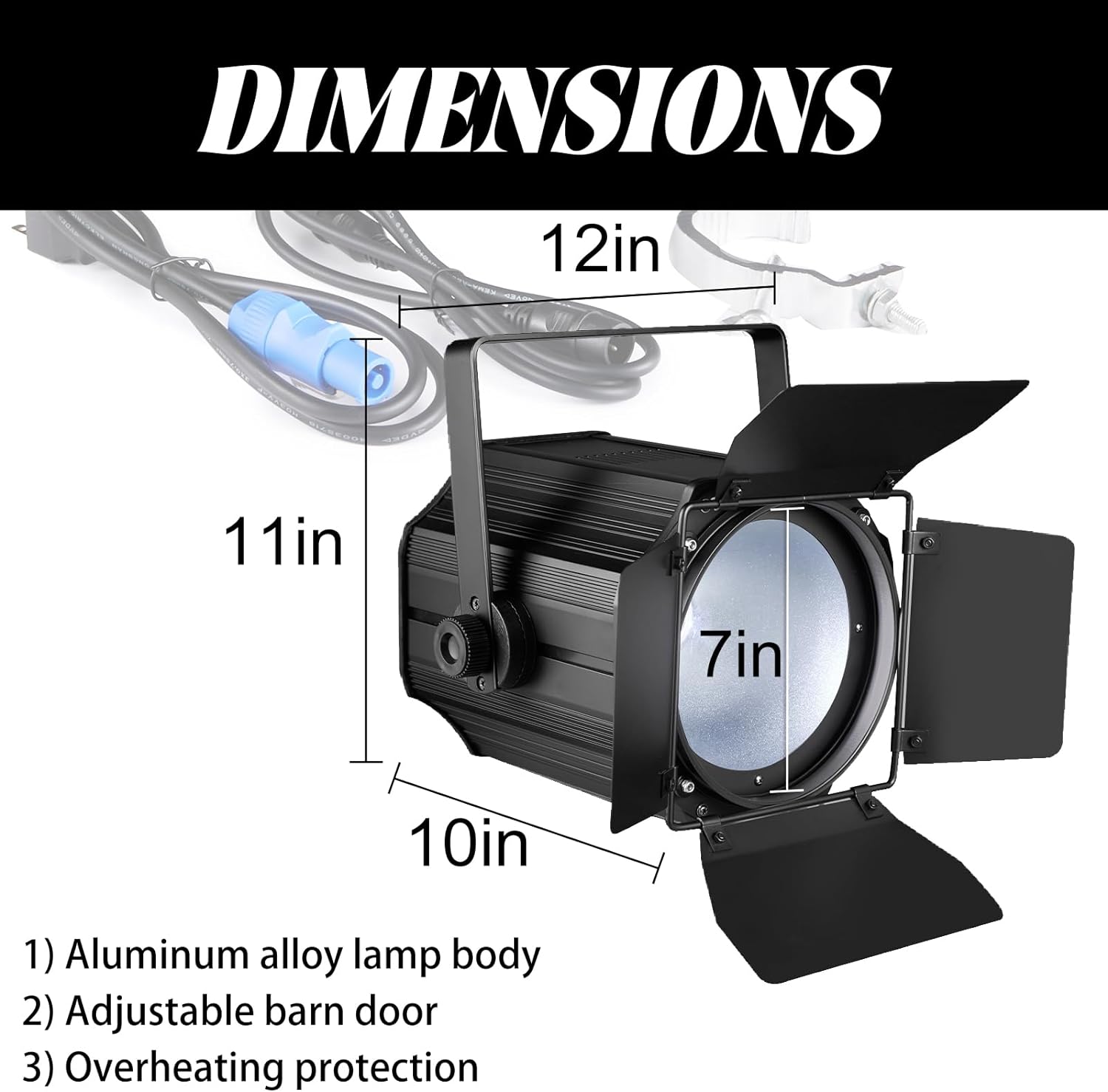 COB Stage Lights with Barn Doors, COB Par Light 200W LED 3500~7500K Warm White & White, DMX512 Master-Slave Sound DJ Lighting Spotlight Fresnel for Church Concert Wedding (2-Colors Style, 1)