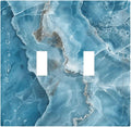 Decorative Light Switch Cover Plate Abstract Watercolor Blue Marble Texture 2 Gang Outlet Covers Double Toggle Wall Plates for Electrical Outlets Switch Plate Covers for Bathroom Decor