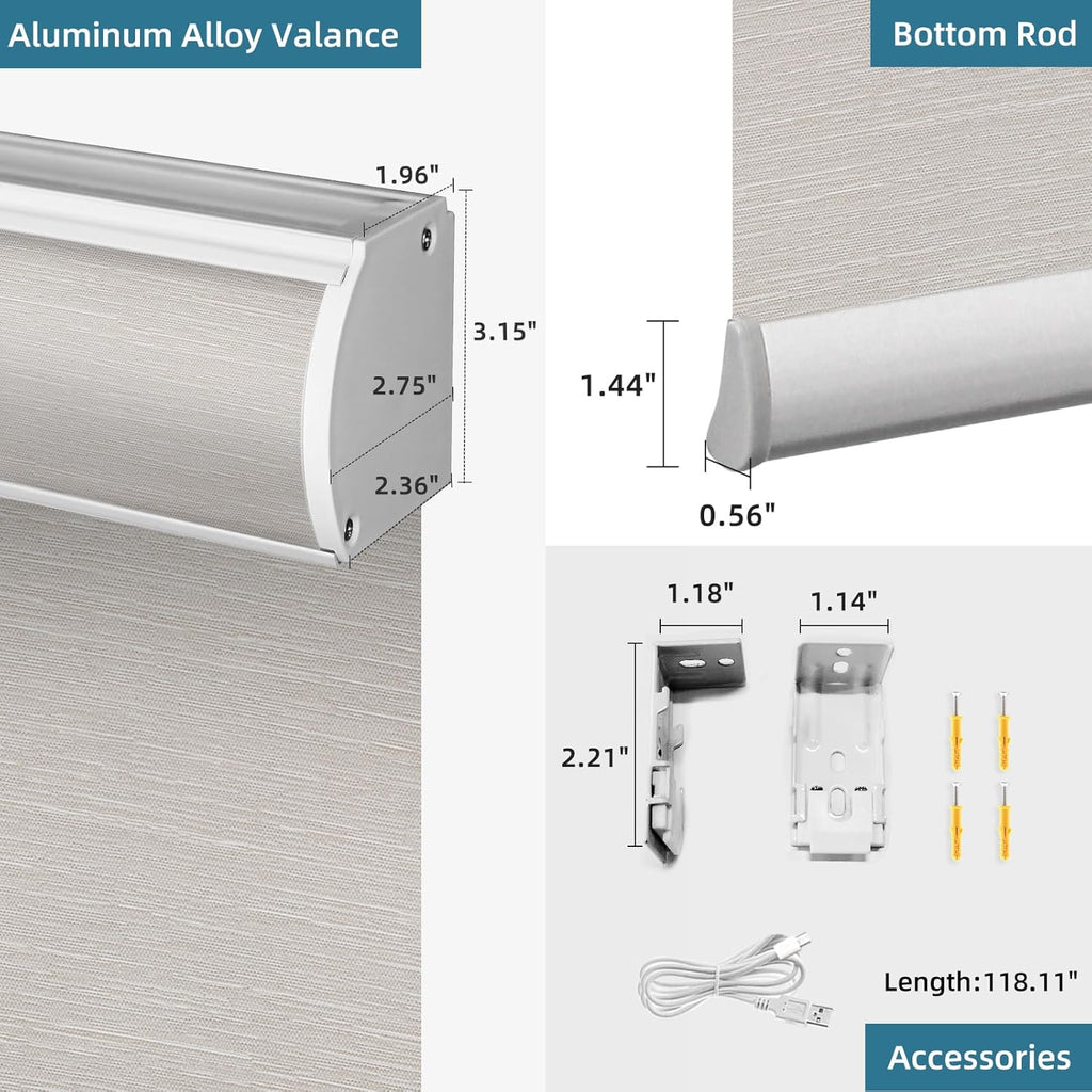 SmartWings Motorized Roller Shades Work with Homekit, Alexa Google, 100% Blackout Smart Blinds for Windows, Cordless Remote Control Window Shades, Essential Cream, Customized Size