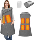 Battery Operated Heated Blanket, Fast Heating Wearable Wireless Heated Shawl Throw, Water-Resistant Cordless Electric Blanket with Power Bank for Camping, Outdoor, Stadium, Winter Warm Gift(Grey)