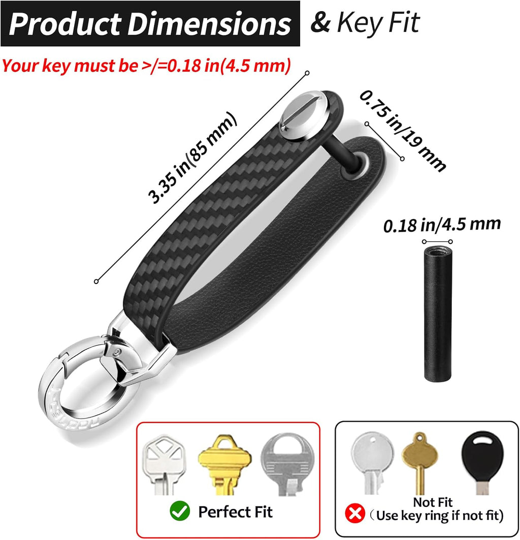T-carbon Key Organizer, Carbon Fiber Leather Compact Key Holder, Silent Keychain, Expandable Key Case Holds Up to 8 Keys