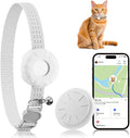 Cat Tracker, Waterproof Pet Trackers for Cats, GPS Tracker Compatible with Apple Find My App (Only iOS), No Monthly Fee, White