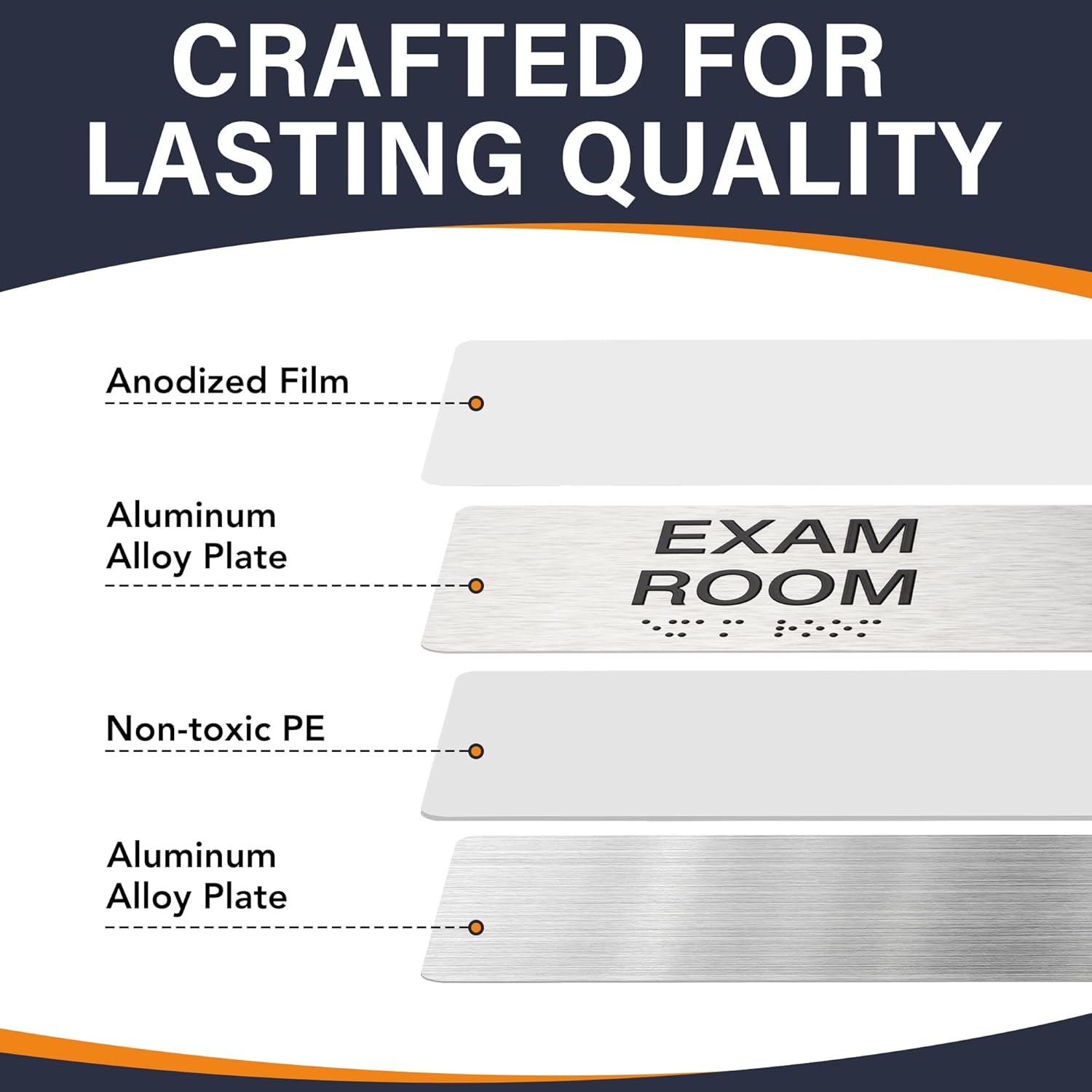 Exam Room Signs with Raised Text & Grade 2 Braille –, ADA Compliant, 7 Variants (EXAM, EXAM 1-6), Easy Install with Double-Sided Tape, Office & Medical Sign (7.8”W x 4”H)