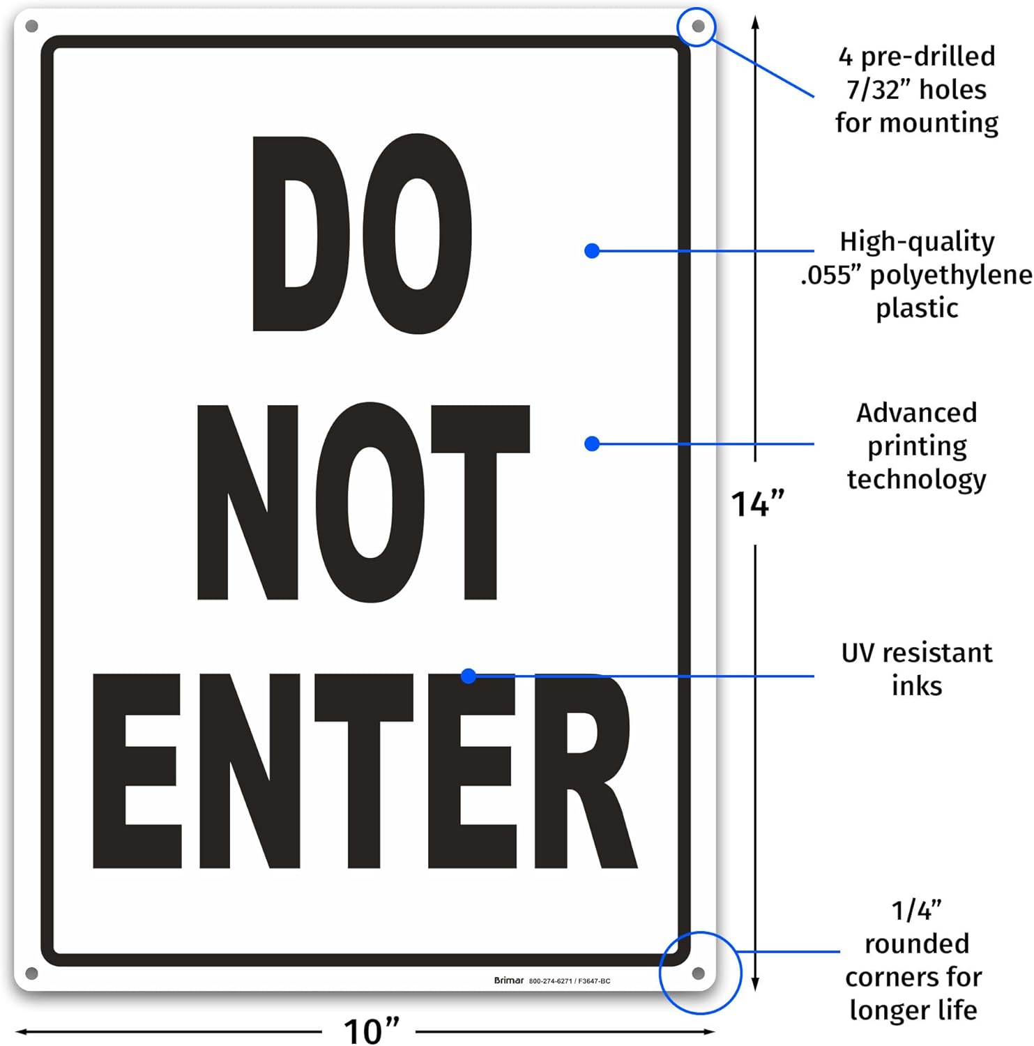 Brimar - 10" x 14" - Do Not Enter Sign - .055″ Polyethylene Plastic - Clear Warning - Easy Installation