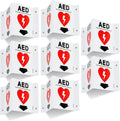 T&R AED Sign, Automated External Defibrillator with Down Arrow - 8 Pack - 8 x 6 Inches Acrylic, 4 pre-drilled holes, Includes Matching Screws, Use for Office/Business