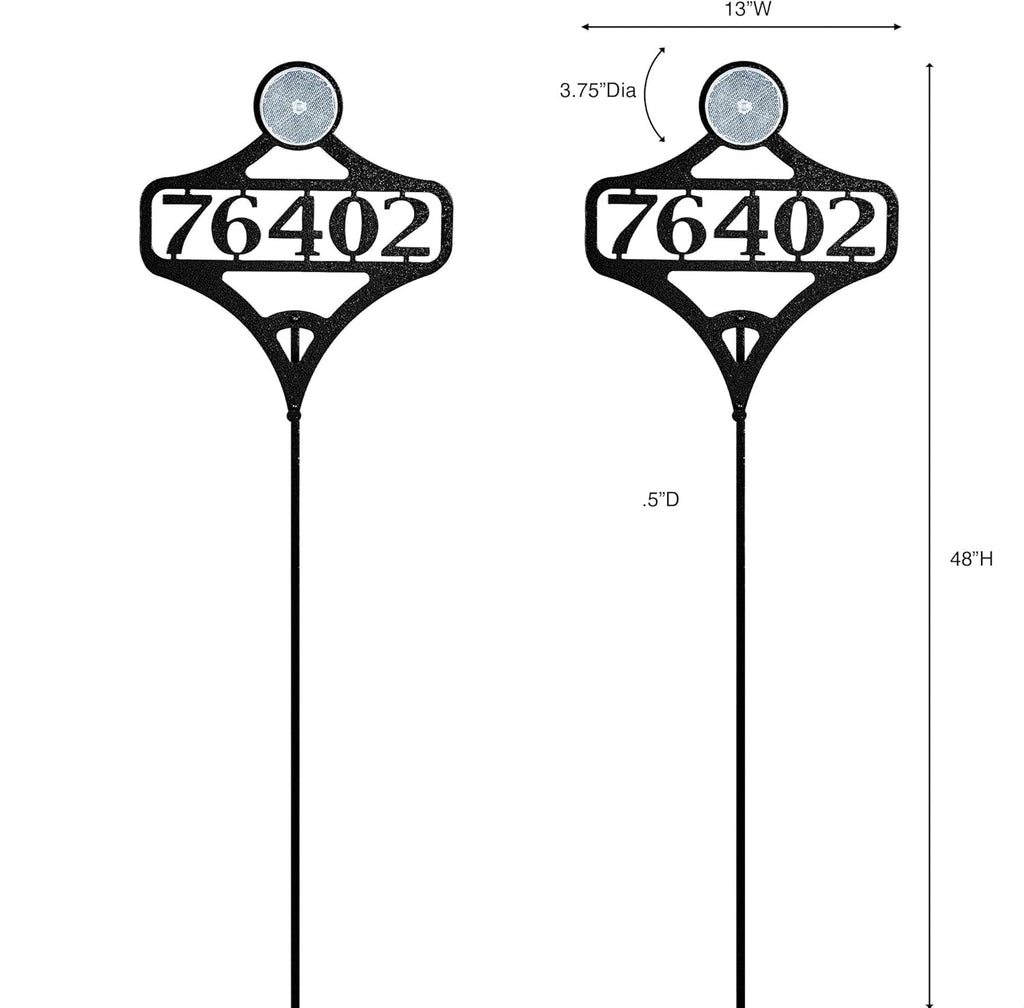 Touch of Class Pathways Custom Address Sign Reflective Driveway Marker Stake Set of Two | Personalized with 1-5 House Numbers or Name | Unique Tall Reflector Set of 2 | Black Durable Finish