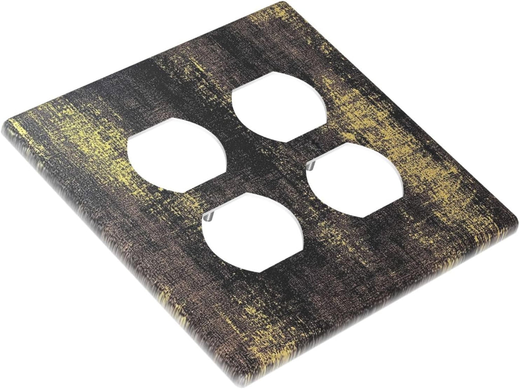 Outlet Covers Vintage Industrial Rusty Metallic 2 Gang Double Duplex Decorative Light Switch Covers Electrical Wallplates Socket Faceplate For Farmhouse Cabin Decor