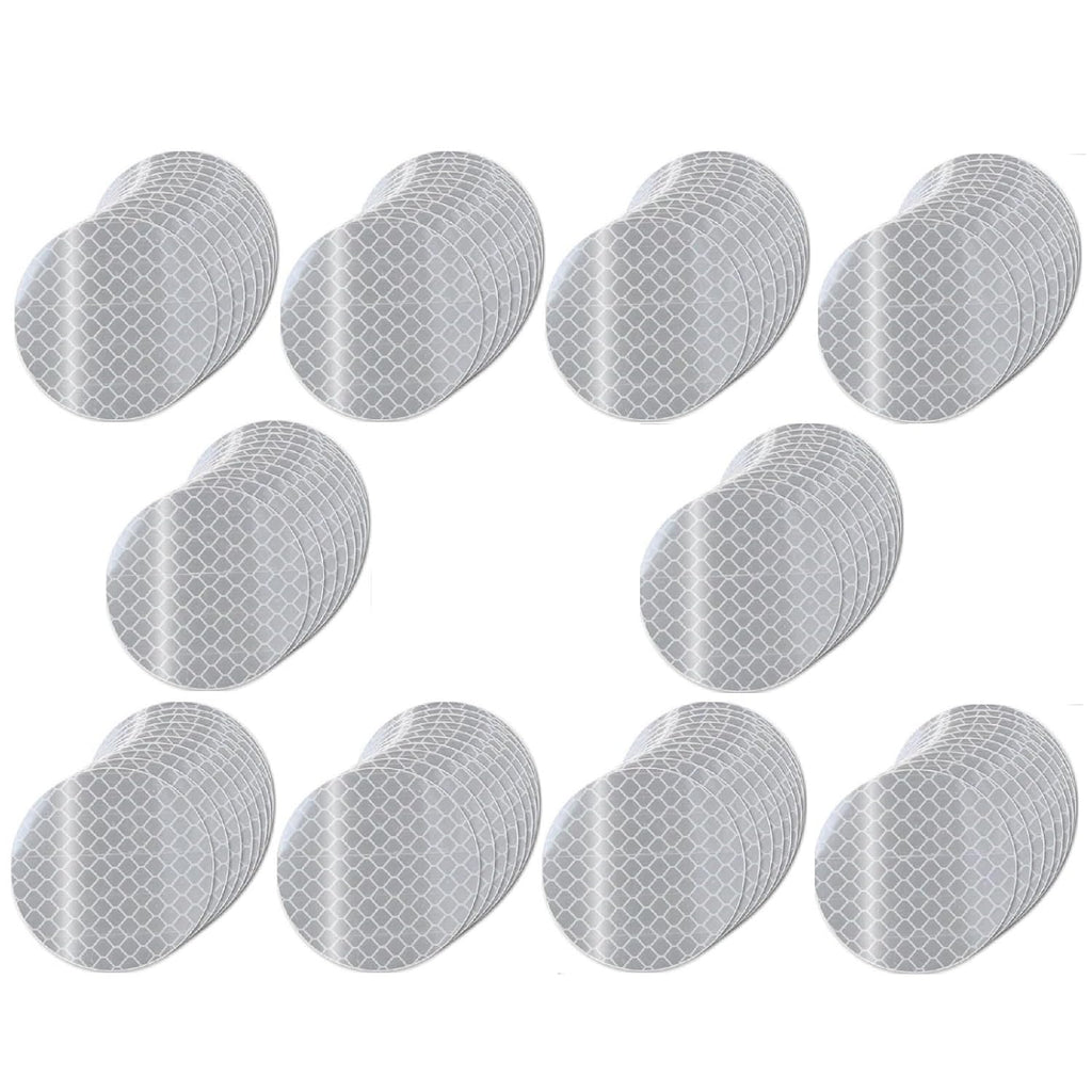 Non Fading White Reflective Stickers 1-inch Diameter Round Reflector, Outdoor Waterproof High Visibility Warning Adhesive Tape (100 Pcs)