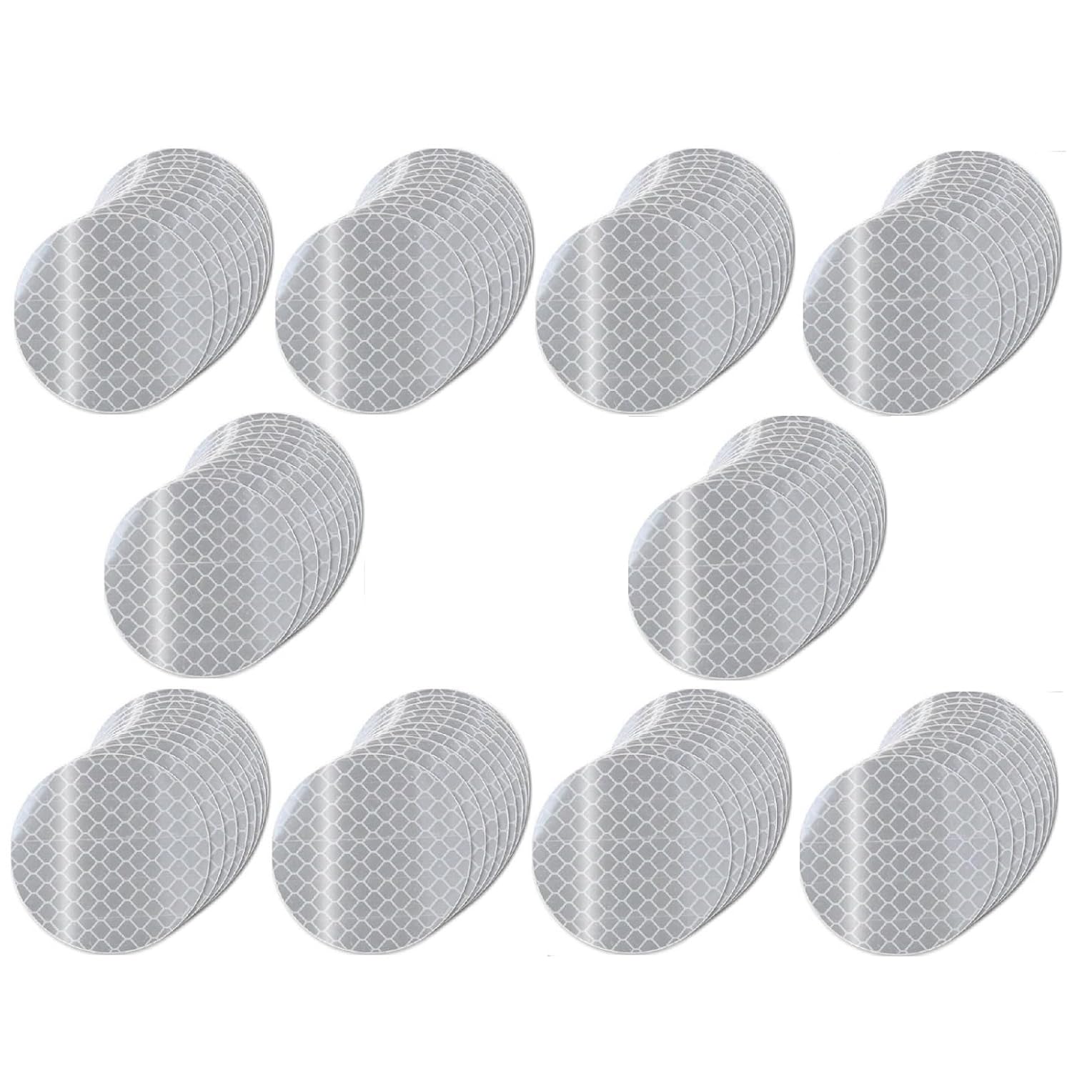 Non Fading White Reflective Stickers 1-inch Diameter Round Reflector, Outdoor Waterproof High Visibility Warning Adhesive Tape (100 Pcs)