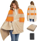 Cordless Heated Blanket Battery Operated with Fleece Lining 7.4V 16000mAh Battery Portable Wearable Heated Shawl for Women Men 6 Heating Zones 3 Fast-Heating Levels (Battery Included)