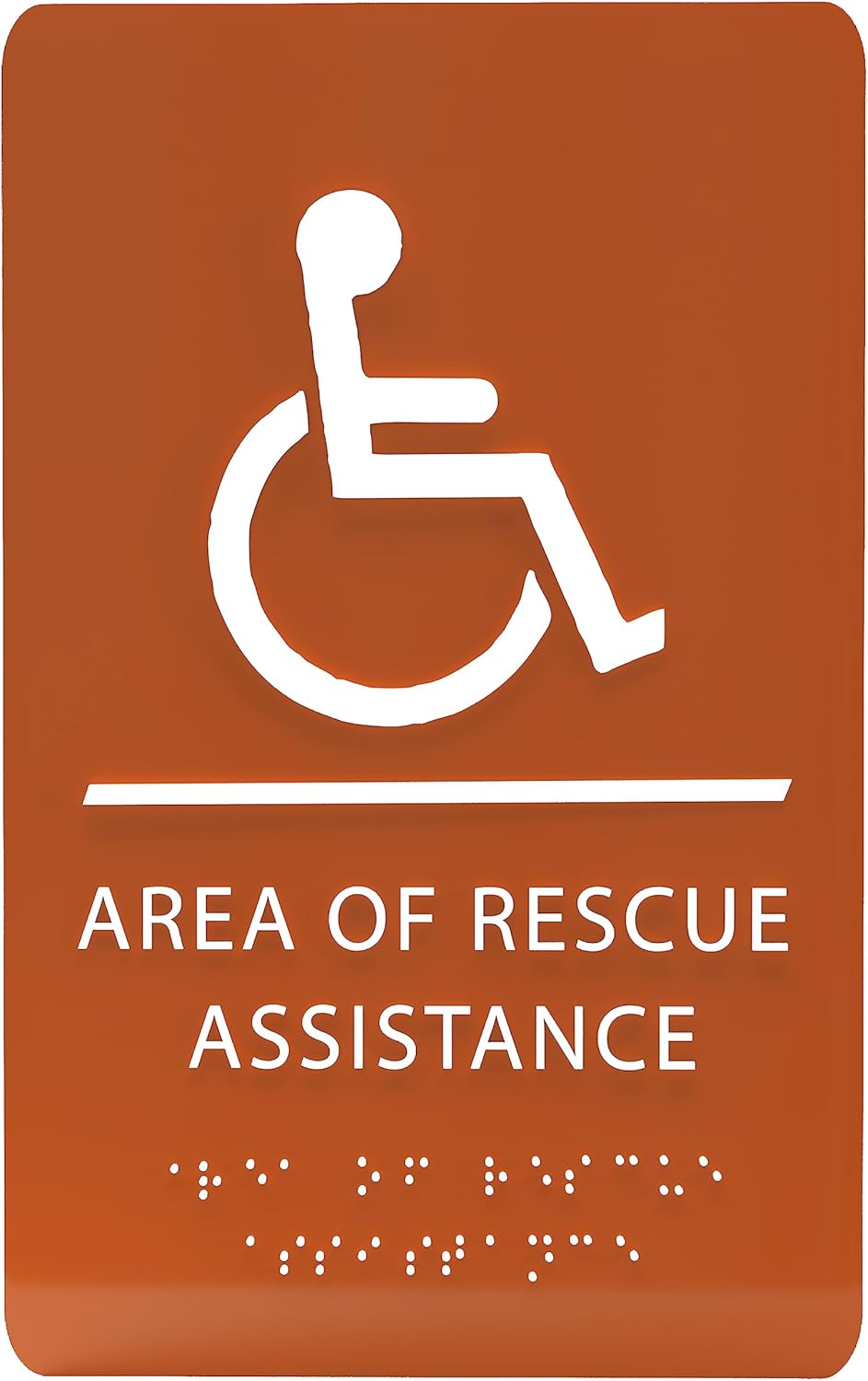 6" X9" Area of Rescue Assistance Sign - ADA Compliant Tactile Graphics Grade 2 Braille Text Signs| Sign for Shopping Malls, Offices, Hotels, Schools, Apartments, and Restaurants
