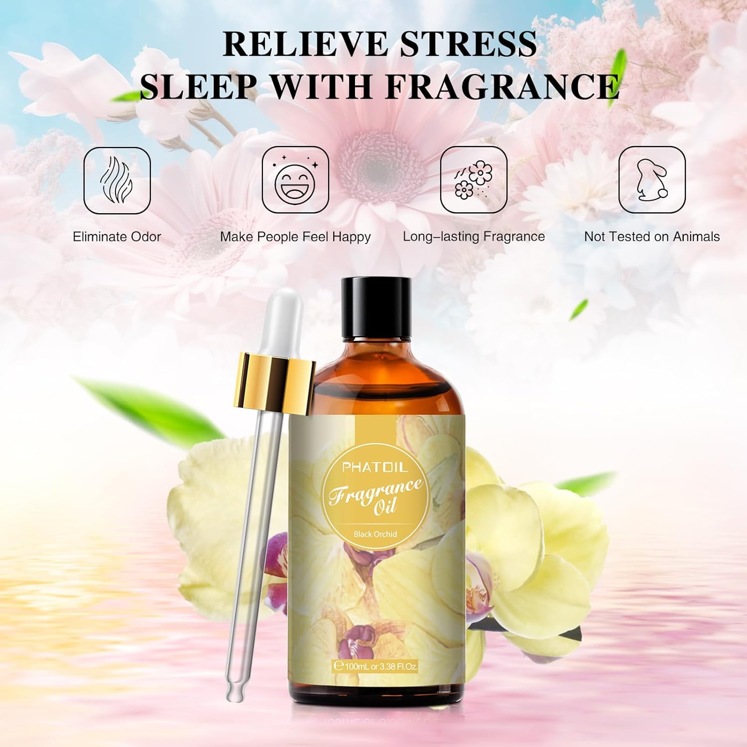PHATOIL 3.38FL.OZ Black Orchid Fragrance Oils for Aromatherapy, Essential Oils for Diffusers for Home, Perfect for Diffuser, DIY Candle and Soap Making, DIY Scented Products - 100ml