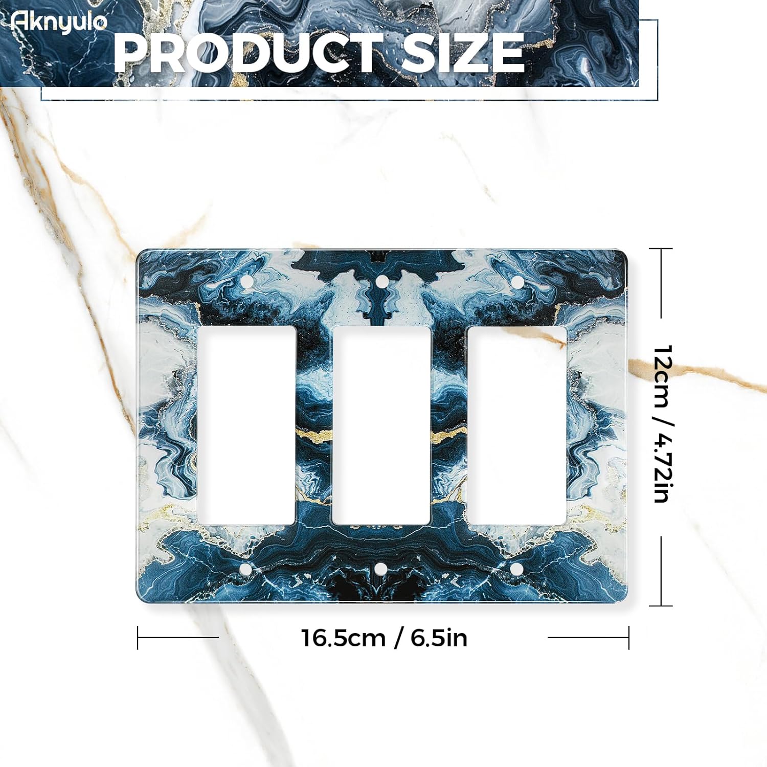 Luxurious Blue and Gold Marble Wall Plate Acrylic Wall Plate Cover Switch Plate Cover Light Switch Cover Switch Cover Decorative 3 Gang Toggle Outlet Covers Switch Cover