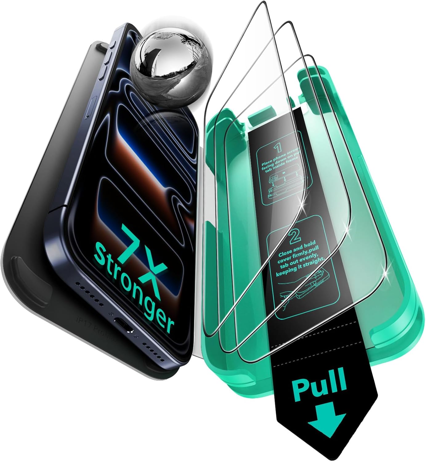 ESR 3 Pack 9H+ Glass for iPhone 17 Pro Screen Protector, [Military-Grade Shatterproof], with AR Anti-Reflective Technology, Armorite Ultra-Tough Tempered Glass with Ultra Fit Tray