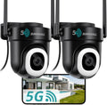 ZUMIMALL Cameras for Home Security 2-Pack (Black) - 2.4G/5G WiFi, Wired Camera for 24/7 Recording | Motion & Noise Detection, Auto Tracking, Cloud & No-Monthly-Fee SD Storage | Works with Alexa Google