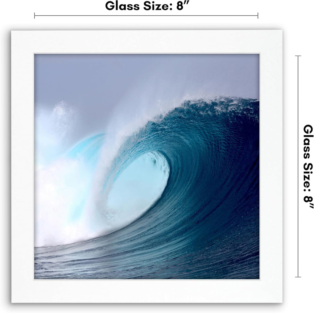 Americanflat 8x8 Picture Frame with Shatter-Resistant Glass - Signature Collection - Gallery Style Frames Made of Engineered Wood - Square Frame for Tabletop and Wall Display - White