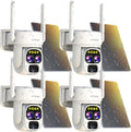 Security Cameras Wirelss Outdoor Solar Powered for Home Security, 360 View Outside Camera,Motion Detection,10x Hybrid Zoom PAN Tile,IP-65 Weather Proof (4 Pack)