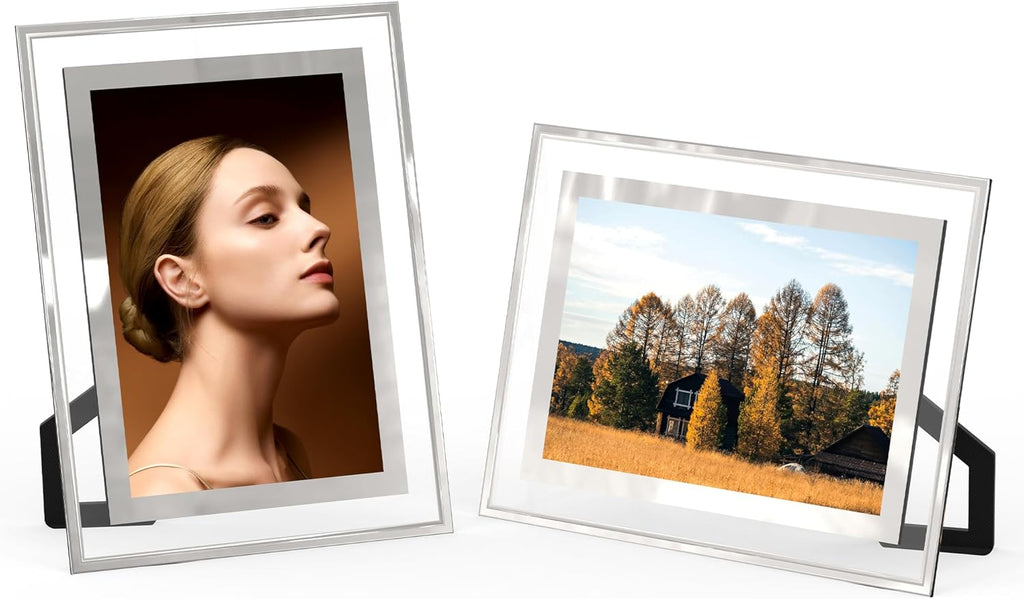 4x6 Picture Frames Set of 2, Desktop Clear Glass Photo Frame Horizontal or Vertical Display for Landscape, Portrait, Wedding, Pet Photos