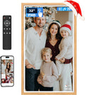 32 Inch FHD Extra Large Digital Picture Frame Touchscreen, 64GB FHD IPS WiFi Digital Photo Frame Remote, Share Photo/Video via Apps, Email, Auto-Rotate,Wood Pattern