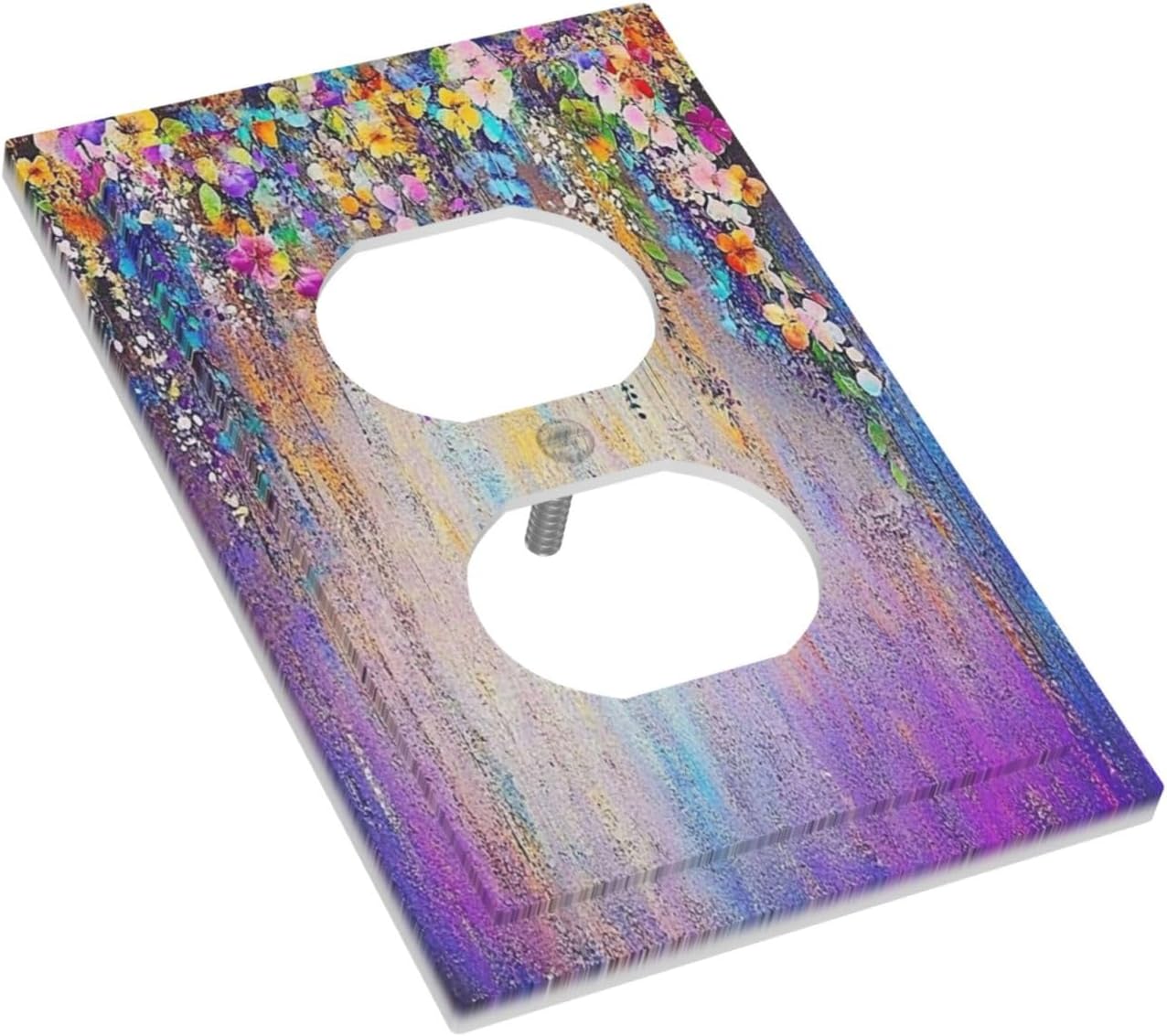 Colorful Country Flower Wildflower Floral Outlet Covers 1 Gang Duplex Light Switch Cover Decorative Switch Plates Electrical Receptacle Faceplate Wall Plate For Bed Room Living Room Decor
