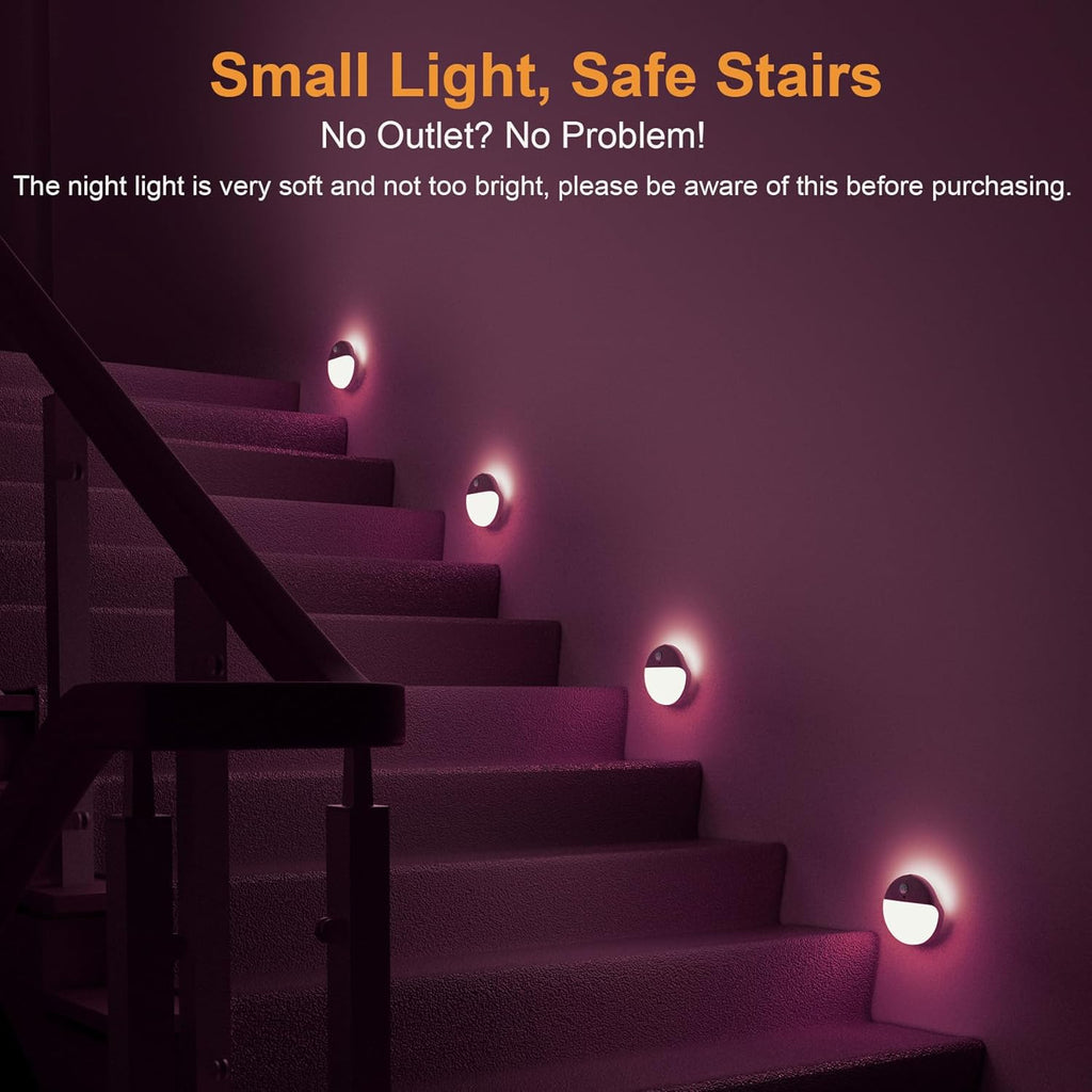 2 Pack Pink Battery Night Light, Motion Activated Night Light, 2.6" Small Sticky Lights, 3 Light Modes, Dimmable Soft Glow for Bedroom, Nursery, Baby, Kids, Sleep, Soothing Fear of The Dark