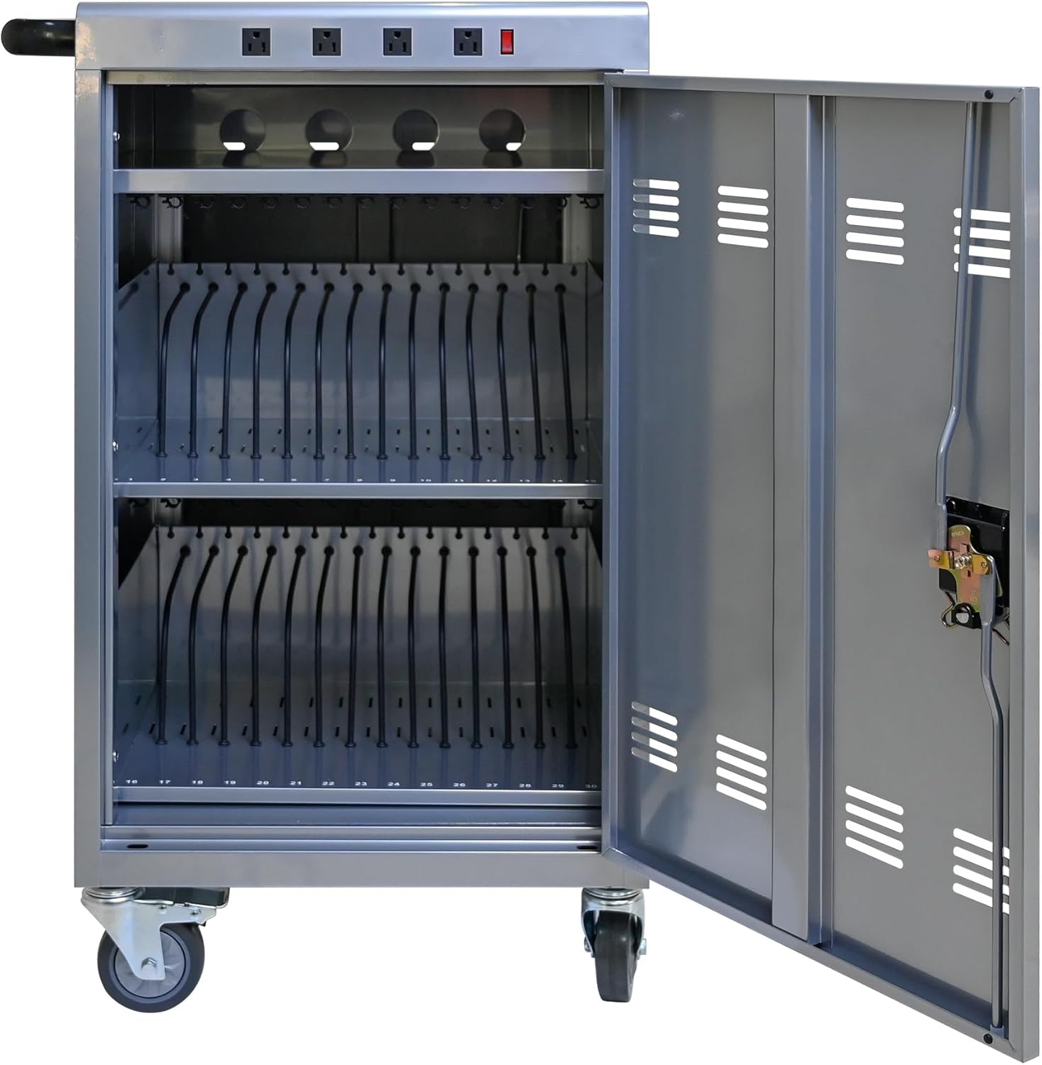 Laptop Charging Cart, 31+4 Charging Ports Laptop Storage Cart, 35-Bay Mobile Charging Cabinet for iPads up to 16.3", Chromebook Devices, Cord Management, Access Lock.School,Business.Silver