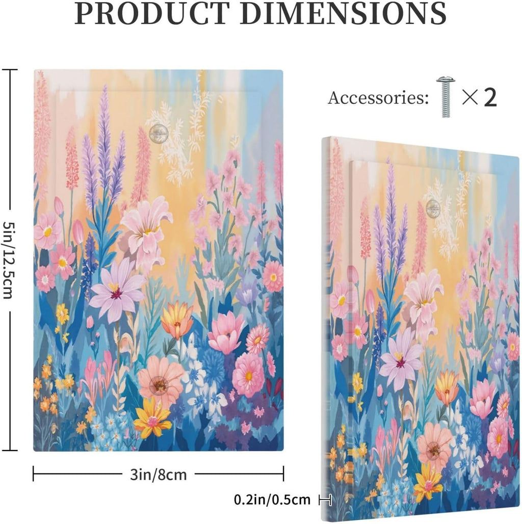 Light Switch Cover Plate Colorful Watercolor Flowers Wildflower Plants 1 Gang No Device Blank Wall Plate Electrical Outlet Cover Decorative Switch Plate Covers for Bathroom Home Decor