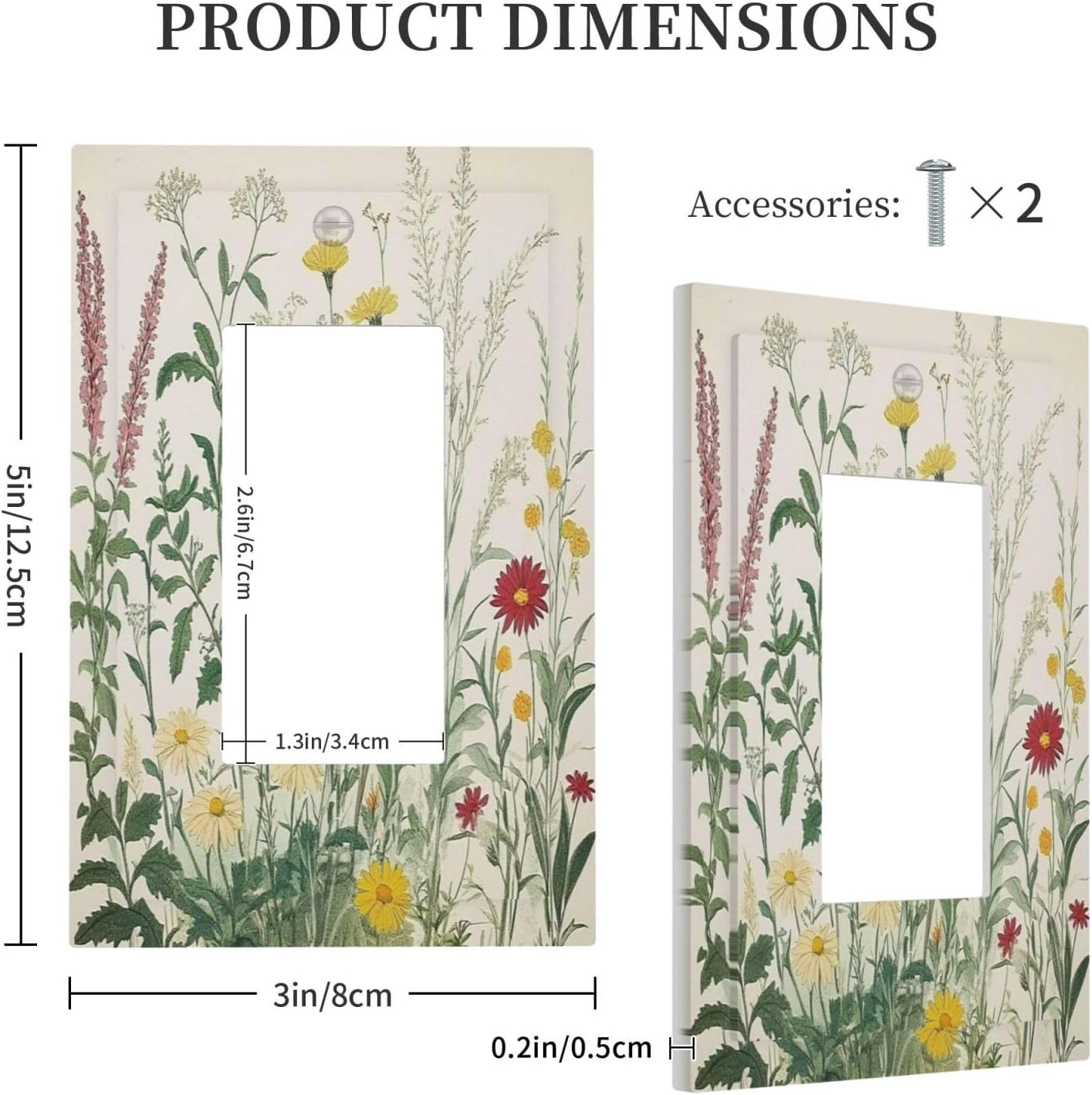 Rustic Wildflower Green Plants Daisy Floral Decorative Outlet Covers 1 Gang Single Rocker Light Switch Cover Plate Wall Plates Gfci Faceplate For Farmhouse Bed Room Decor