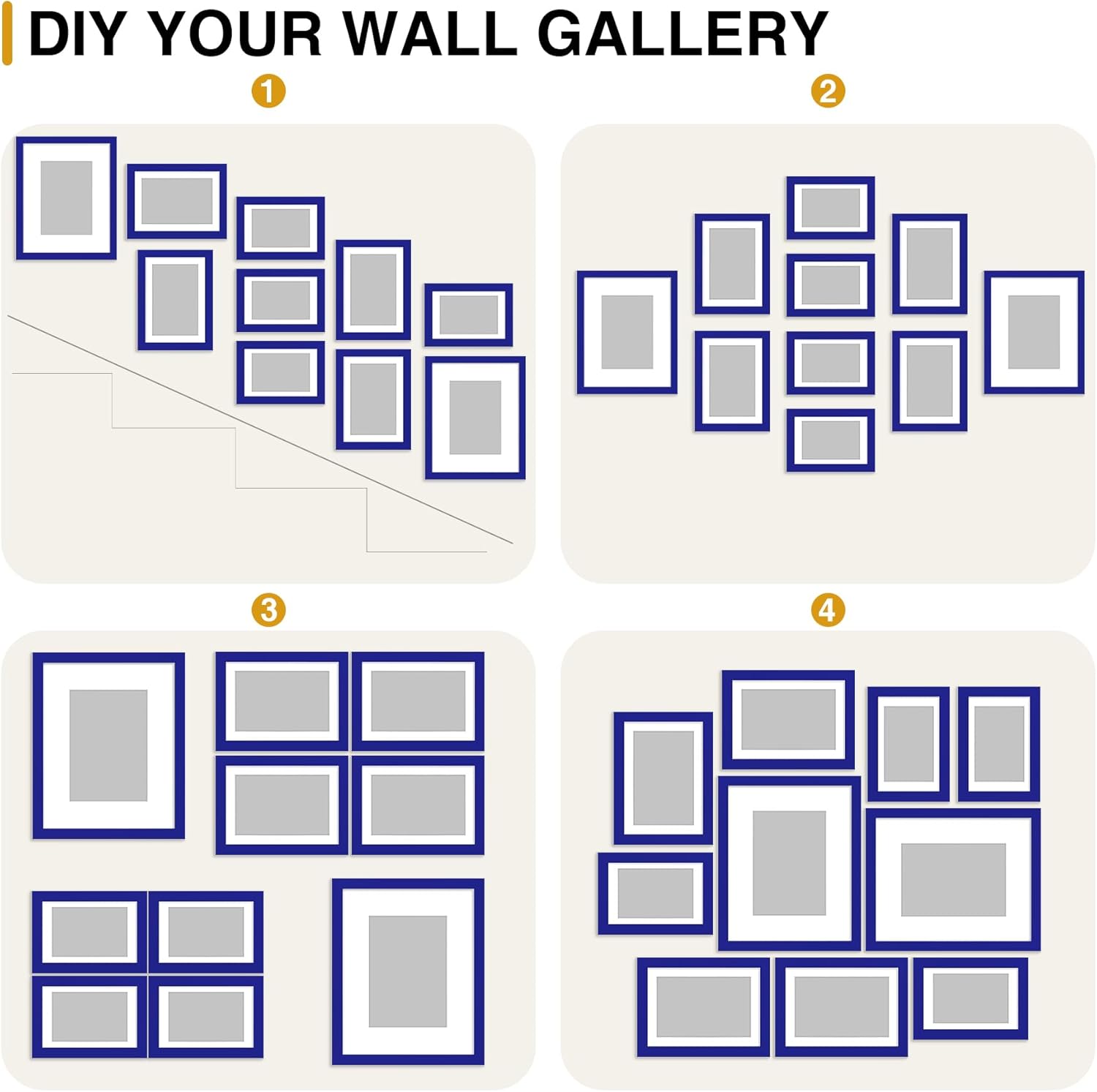 decorUhome Picture Frames Collage Wall Decor for Photo Gallery Display, Assorted Picture Frames set of 10 Including Two 8x10 / Four 5x7 / Four 4x6 for Family Wall Decor, Royal Blue, 10 Pack