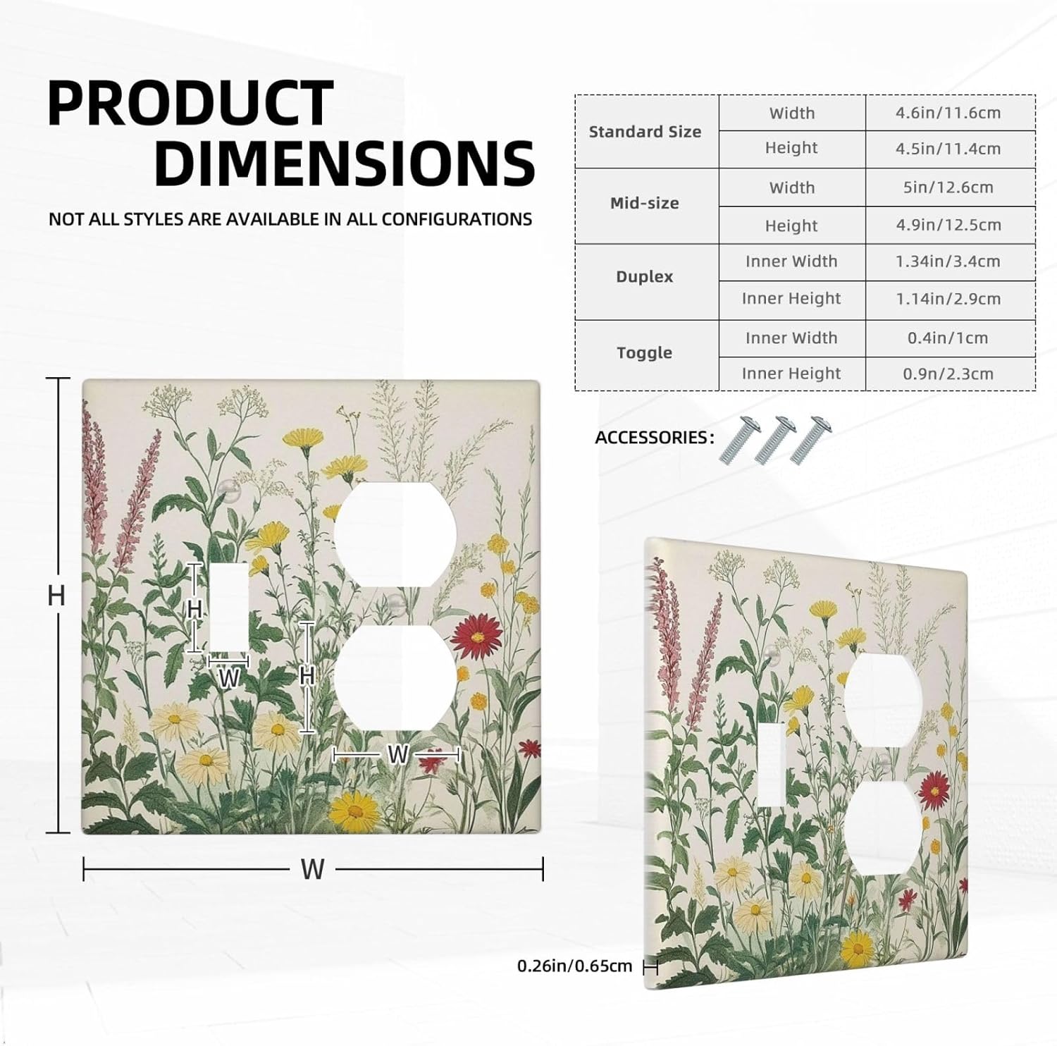 Rustic Wildflower Green Plants Daisy Floral Wallplates 1 Toggle 1 Duplex Switch Plate Electrical Gfci Faceplate Decorative Light Switch Covers For Farmhouse Bed Room Decor