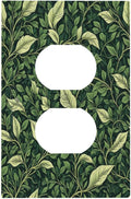 Vintage Green Plant Leaves 1 Gang Duplex Receptacle Switch Wall Plate Decorative Switchplate Outlet Covers Electrical Plug Cover Faceplate for Bathroom Home Decor 5 X 3 IN