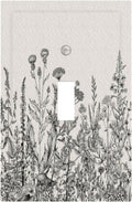 Decorative Light Switch Cover Black and Beige Garden Plants Flowers Single Toggle Personalized Wall Plate Switchplate 1 Gang Switchcover Decora Light Switch Plate for Home Office Decor