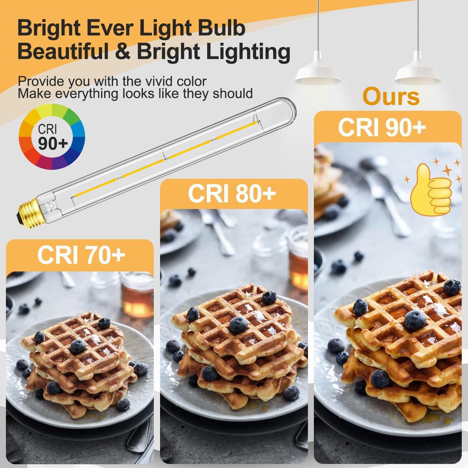 XININSUN T300 Led Bulb, 11.8 Inch Long Tubular Led Light Bulbs, 100Watt Equivalent, 1000lm, Dimmable, Clear Glass, E26 10W T10 LED Edison Tube Lamp Bulb,4 Pack. (6W=60W 3000K)
