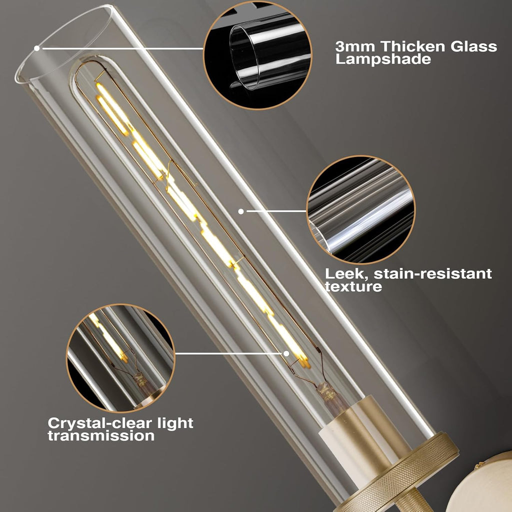 Gold Wall Sconces,19.48" Knurled Wall Sconces, Modern Light Fixtures Wall Lights for Living Room