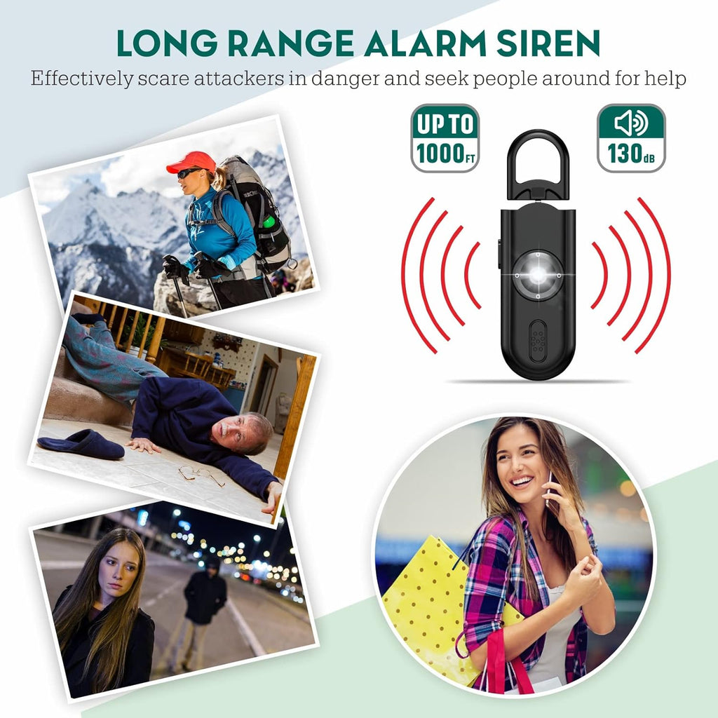 Personal Safety Alarm for Women Girls, 130dB Loud Siren + LED Light, Stylish Keychain, Easy-Pull Emergency Self-Defense for Night Safety, Running, Travel, College Students & Stocking Stuffer Gifts